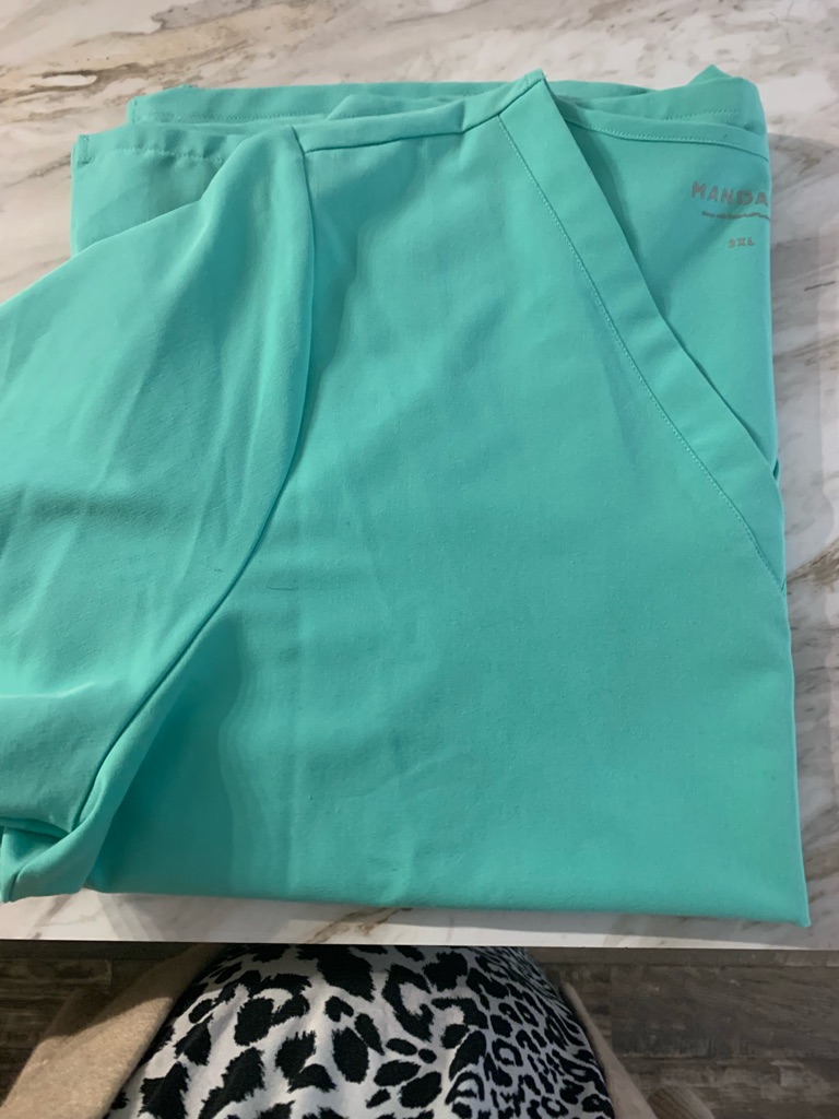 Mandala Teal V-Neck Women's Scrub Top & Jogger Pants 2xl — image 4 of 6